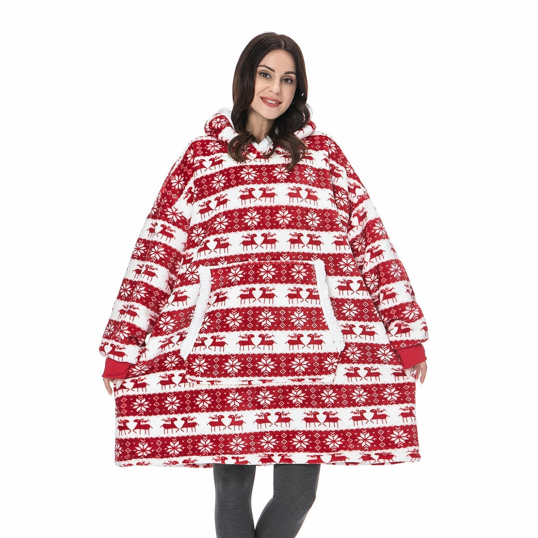 Filthoodie i fleece med stor huva och fickor – one size