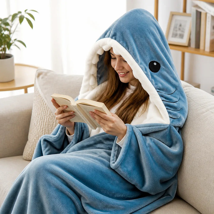 Myslunda™ Hajfilt med luva i supermjuk och lätt fleece