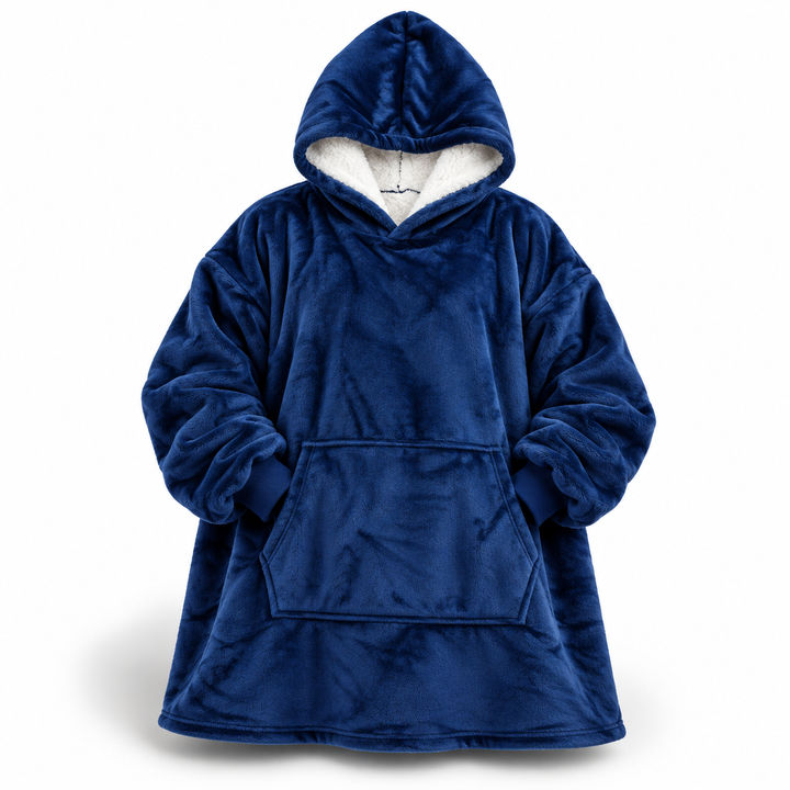Ultramjuk oversize sherpahoodie-filt med stor ficka