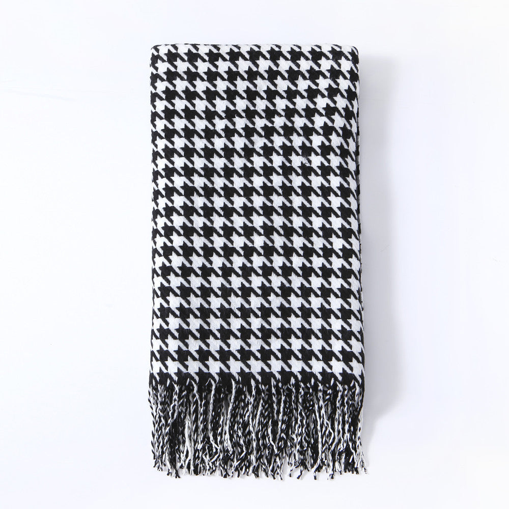 Stilren Houndstooth Mönster Pläd