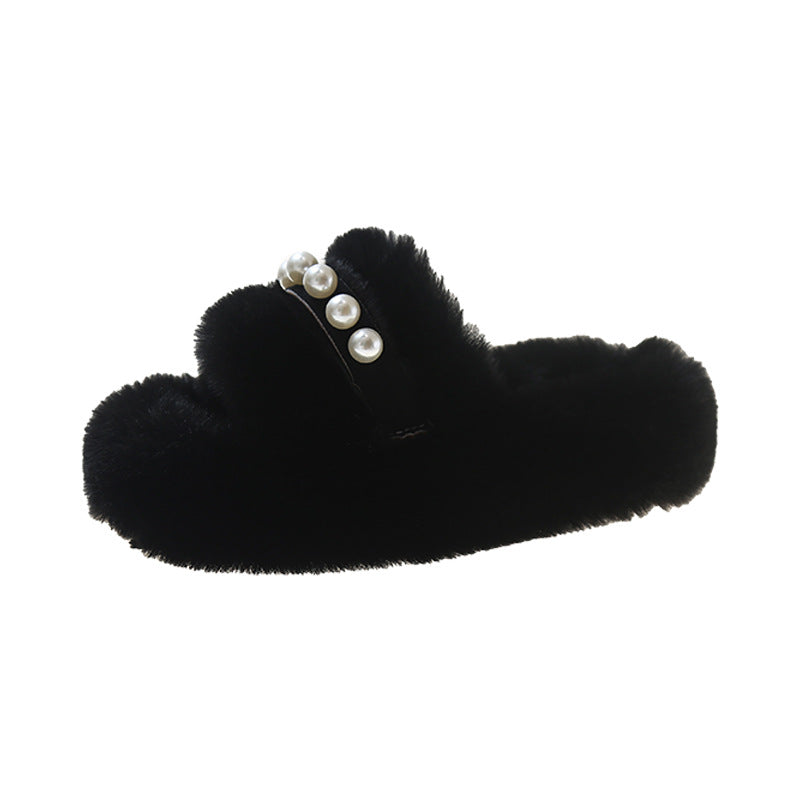 Myslunda™ Fluffiga öppna tofflor med eleganta pärldetaljer