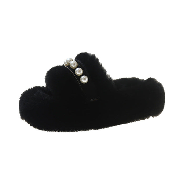Myslunda™ Fluffiga öppna tofflor med eleganta pärldetaljer