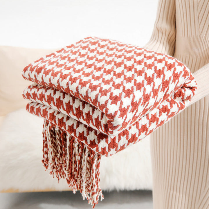 Stilren Houndstooth Mönster Pläd