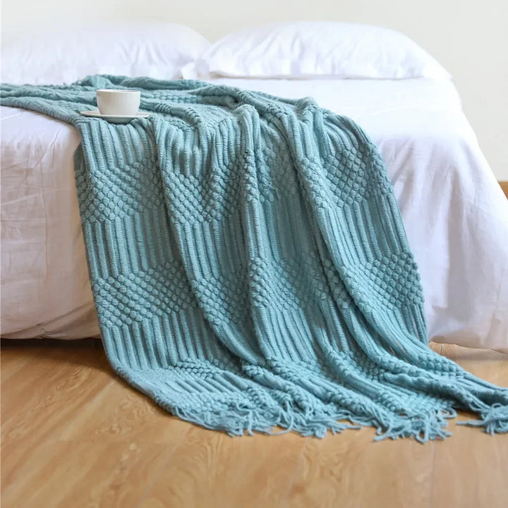 Nordic Stil Tjock Stickad Filt