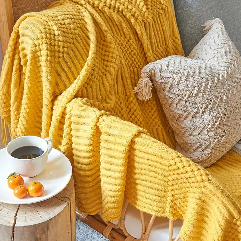 Nordic Stil Tjock Stickad Filt