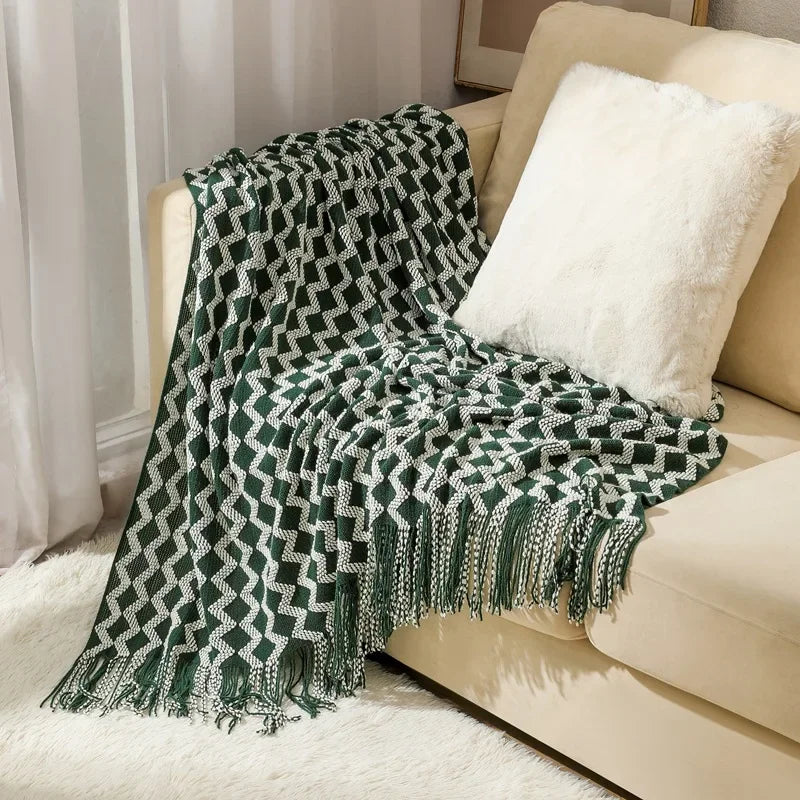 Nordic Stil Tjock Stickad Filt