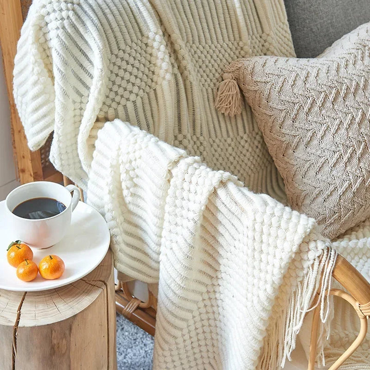 Nordic Stil Tjock Stickad Filt