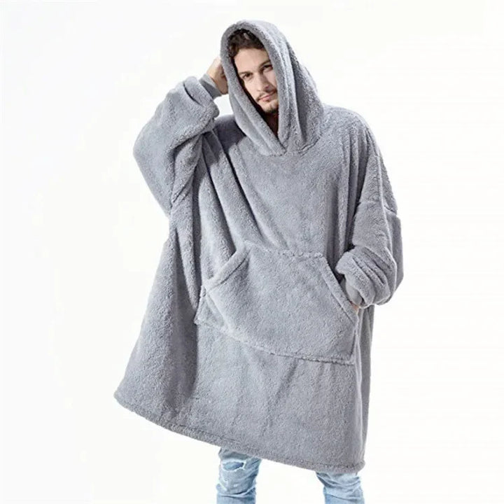 Oversize hoodiefilt i flanell med långa ärmar, unisex