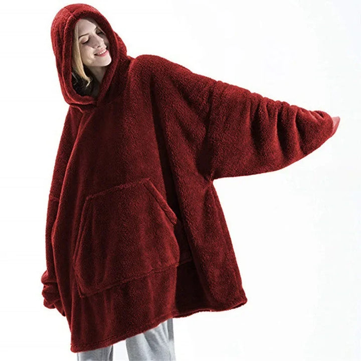 Oversize hoodiefilt i flanell med långa ärmar, unisex