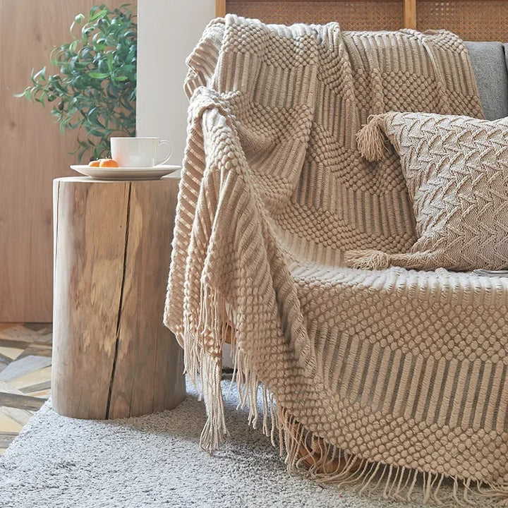 Nordic Stil Tjock Stickad Filt