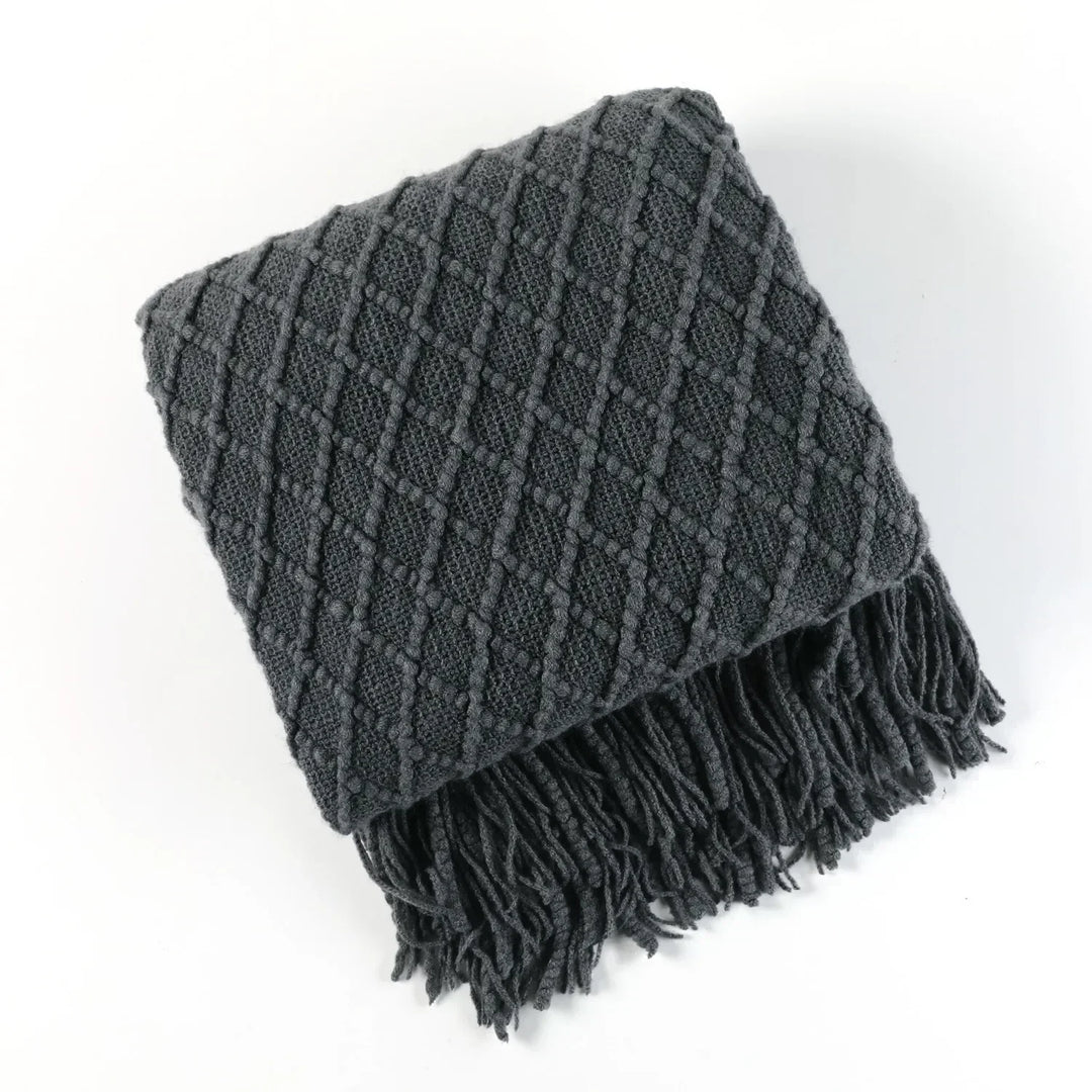 Nordic Stil Tjock Stickad Filt