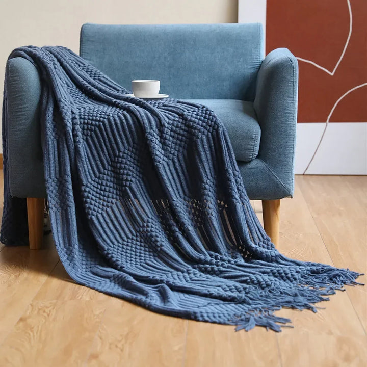 Nordic Stil Tjock Stickad Filt