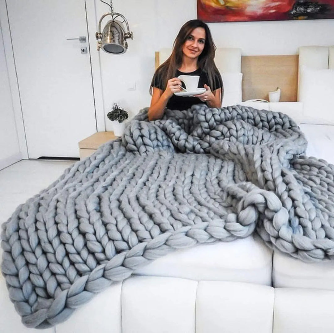 Myslunda™ Grovstickad ullpläd för mysig soffa och säng