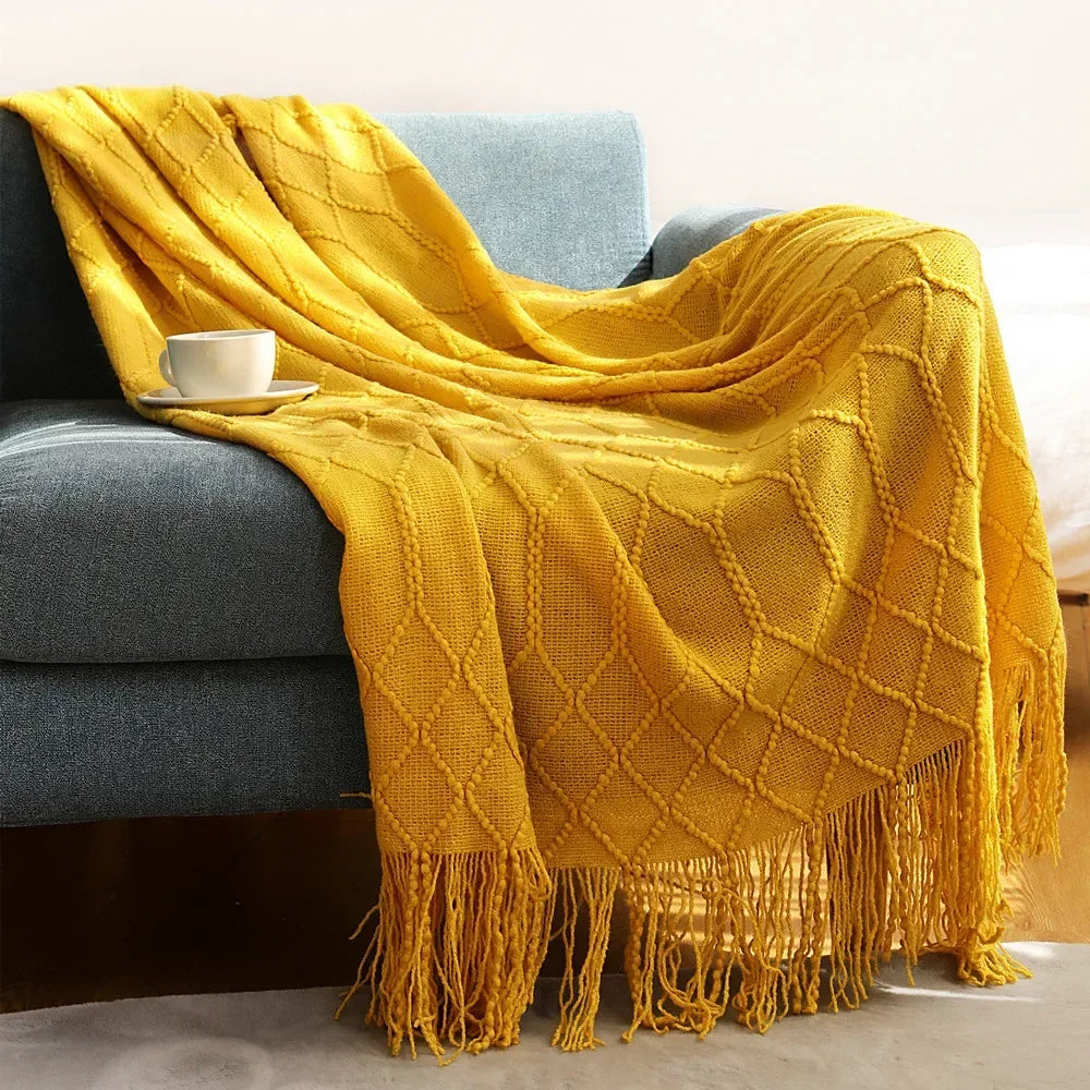 Nordic Stil Tjock Stickad Filt