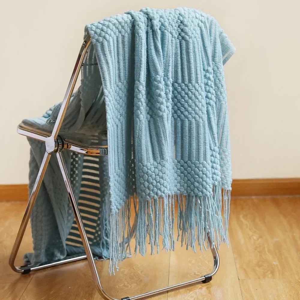 Nordic Stil Tjock Stickad Filt