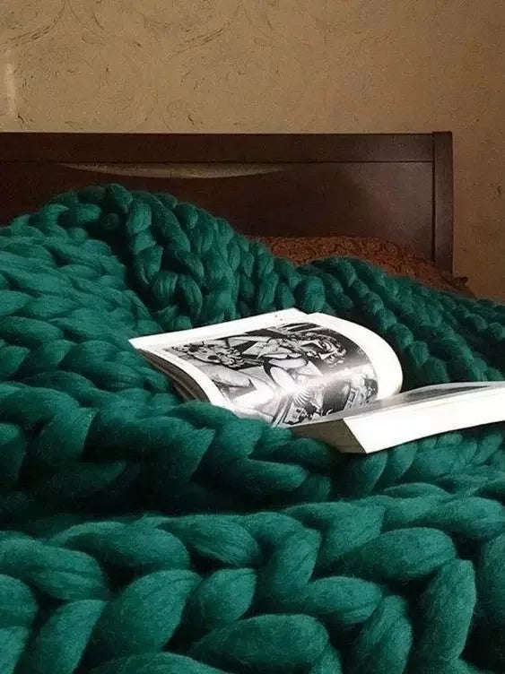 Myslunda™ Grovstickad ullpläd för mysig soffa och säng