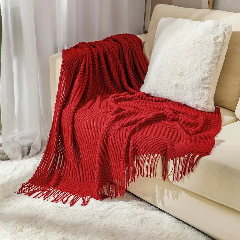 Nordic Stil Tjock Stickad Filt