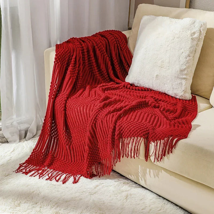 Nordic Stil Tjock Stickad Filt