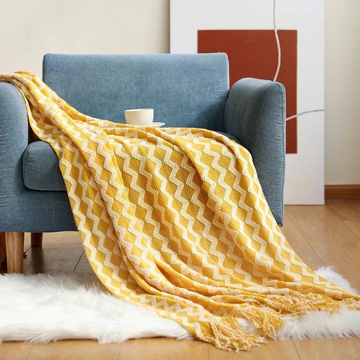 Nordic Stil Tjock Stickad Filt