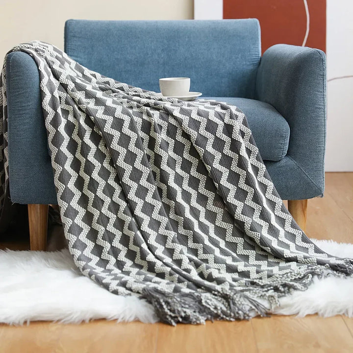 Nordic Stil Tjock Stickad Filt