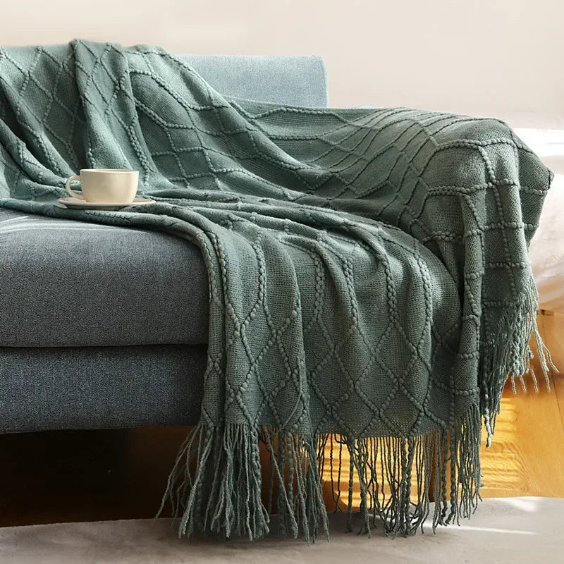 Nordic Stil Tjock Stickad Filt
