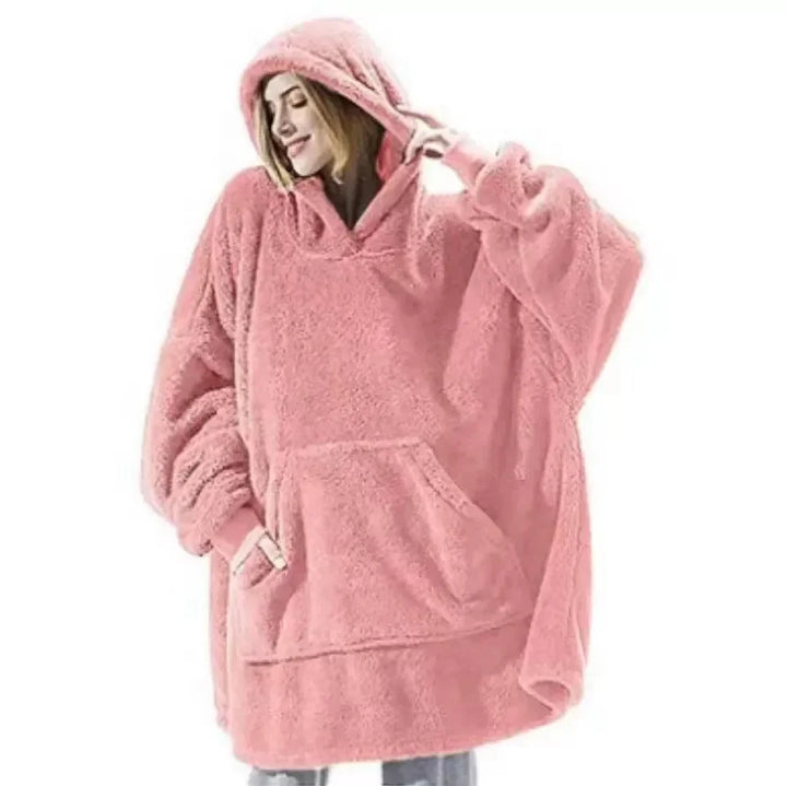 Oversize hoodiefilt i flanell med långa ärmar, unisex