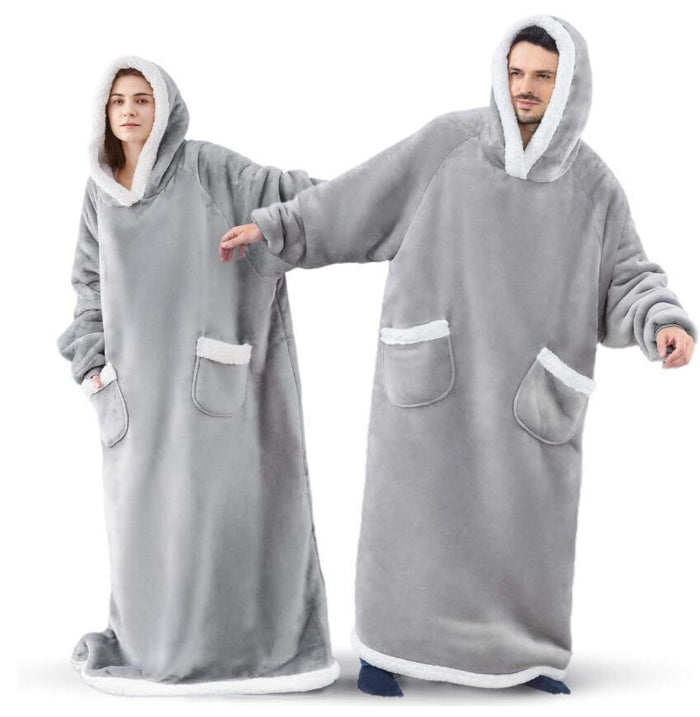 Myslunda™ Extra lång mysfilt med ärmar och varm huva – unisex