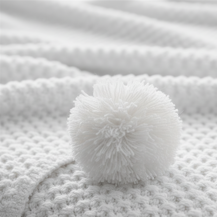 Myslunda™ Våffelstickad pläd i skandinavisk stil med pompoms
