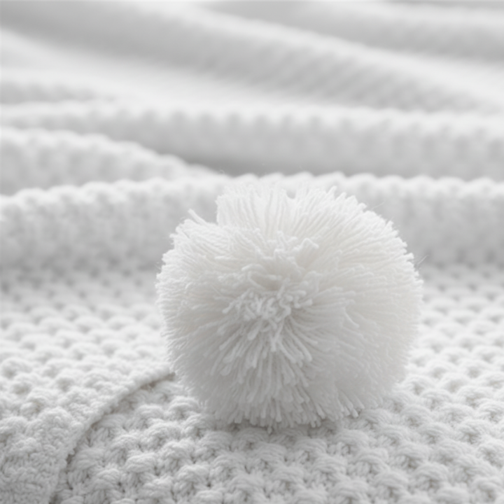 Myslunda™ Våffelstickad pläd i skandinavisk stil med pompoms
