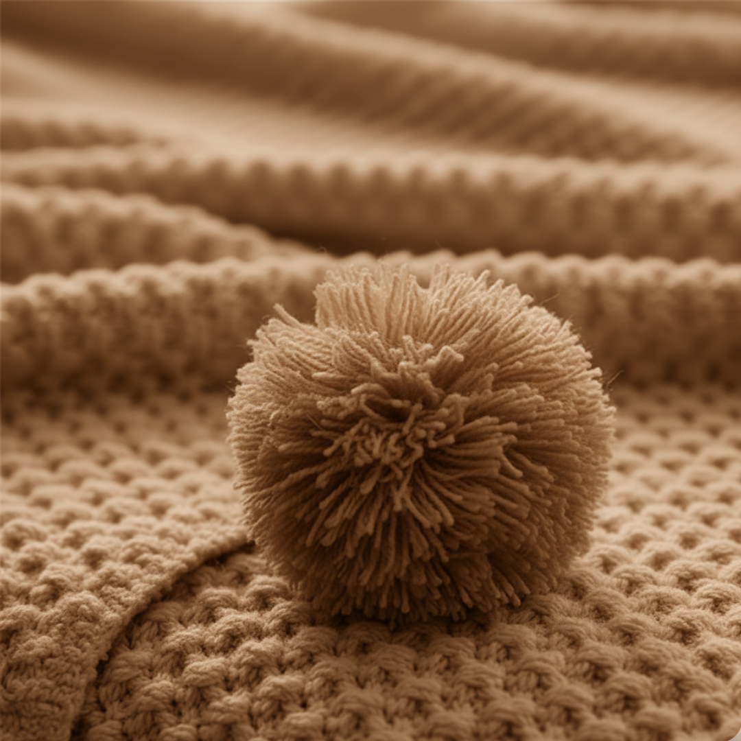 Myslunda™ Våffelstickad pläd i skandinavisk stil med pompoms