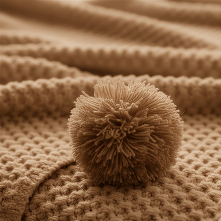 Myslunda™ Våffelstickad pläd i skandinavisk stil med pompoms