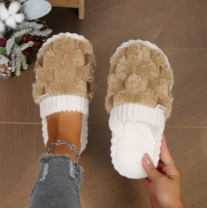 Myslunda™ Fluffiga fodrade tofflor att kliva i, med mjuk innersula