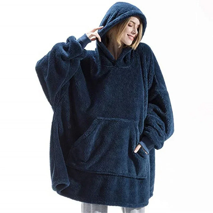 Oversize hoodiefilt i flanell med långa ärmar, unisex