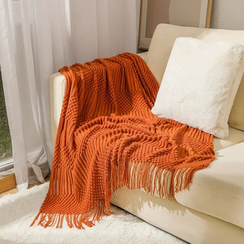 Nordic Stil Tjock Stickad Filt