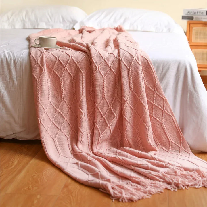 Nordic Stil Tjock Stickad Filt
