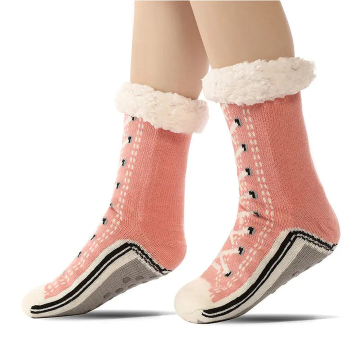Myslunda™ Extra varma jacquardstickade sockor med halkfri sula