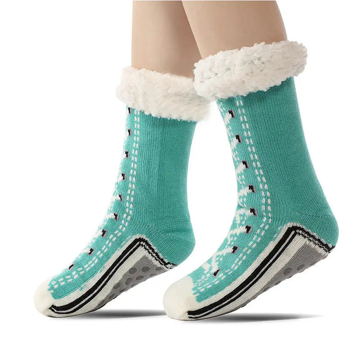 Myslunda™ Extra varma jacquardstickade sockor med halkfri sula