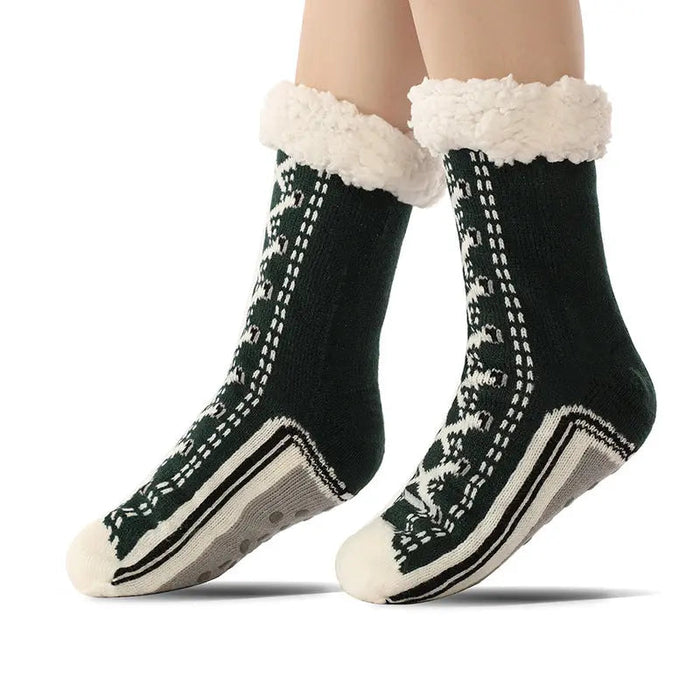 Myslunda™ Extra varma jacquardstickade sockor med halkfri sula