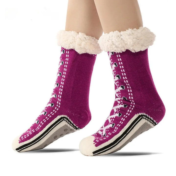 Myslunda™ Extra varma jacquardstickade sockor med halkfri sula