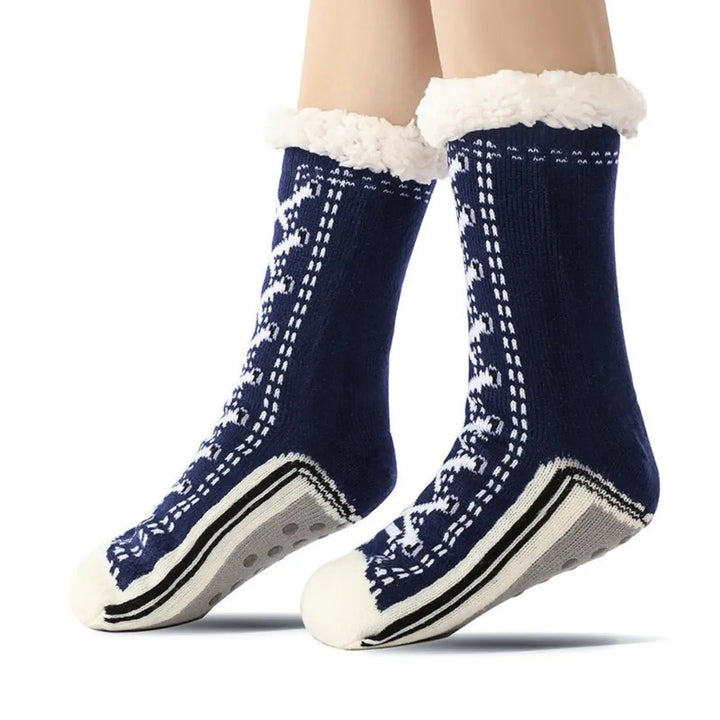 Myslunda™ Extra varma jacquardstickade sockor med halkfri sula