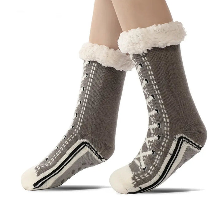 Myslunda™ Extra varma jacquardstickade sockor med halkfri sula