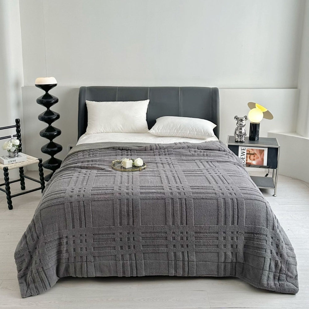Rutig Embossed Grid Mönster Vinter Filt