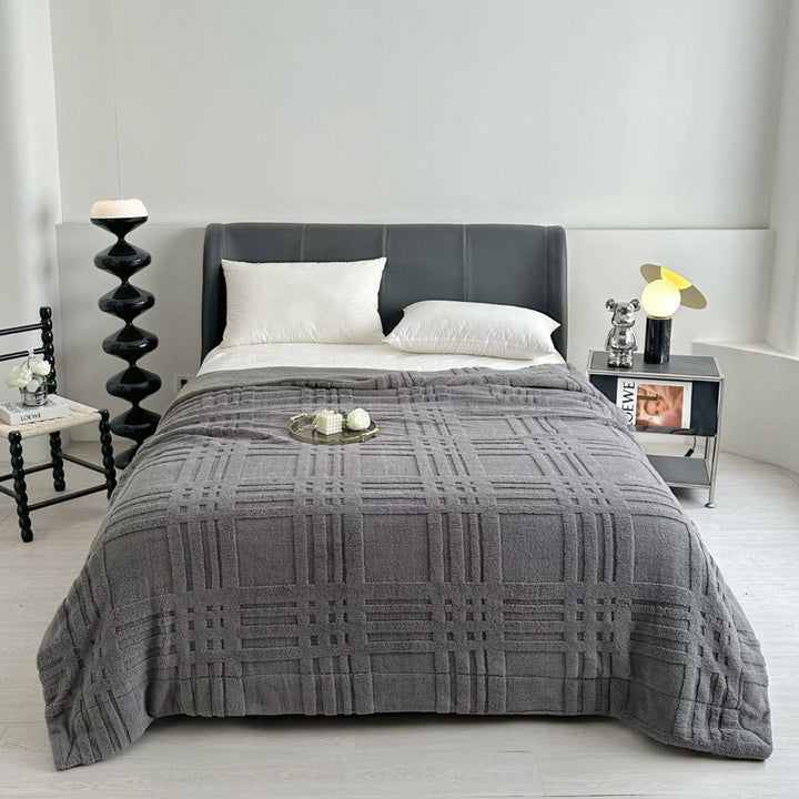 Rutig Embossed Grid Mönster Vinter Filt