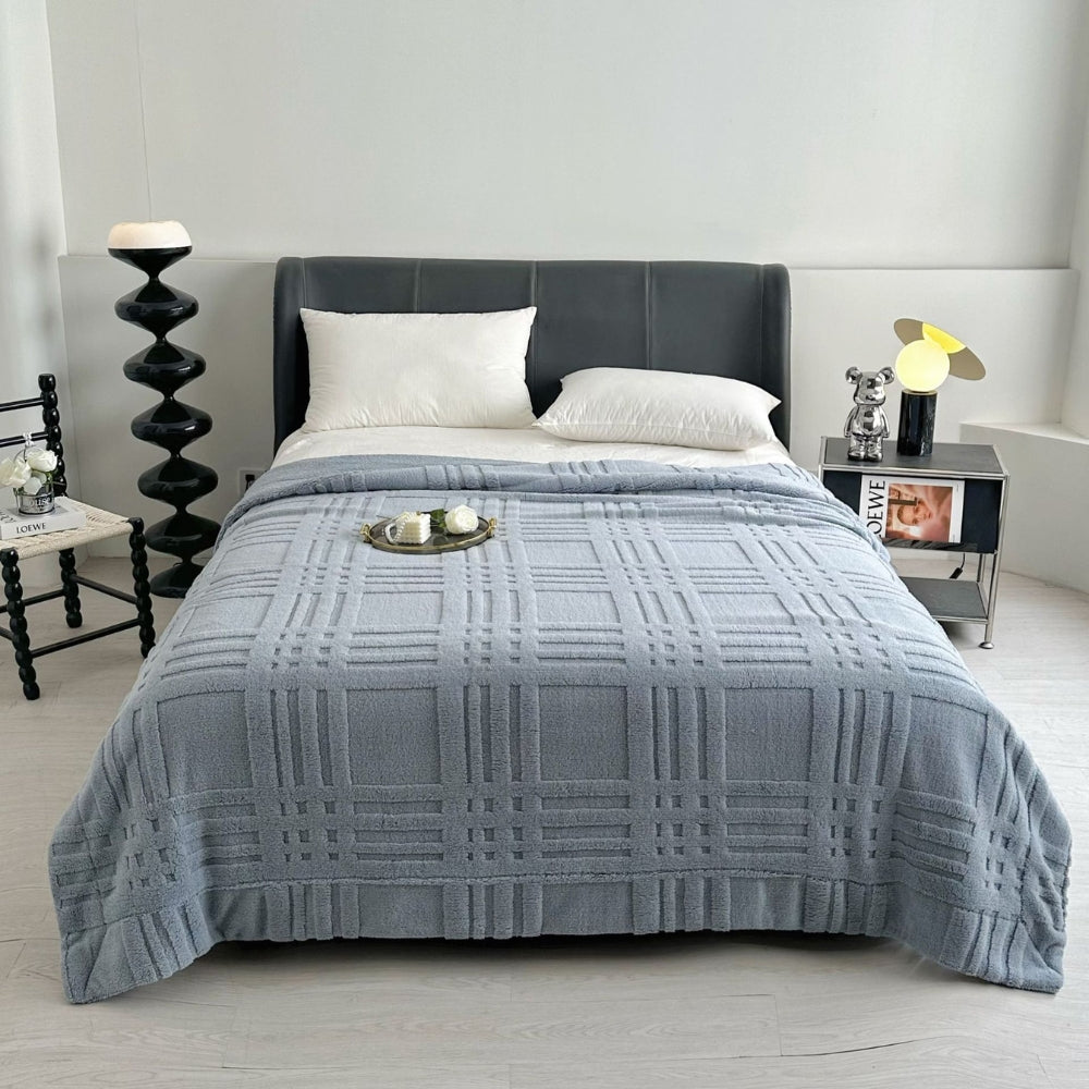 Rutig Embossed Grid Mönster Vinter Filt