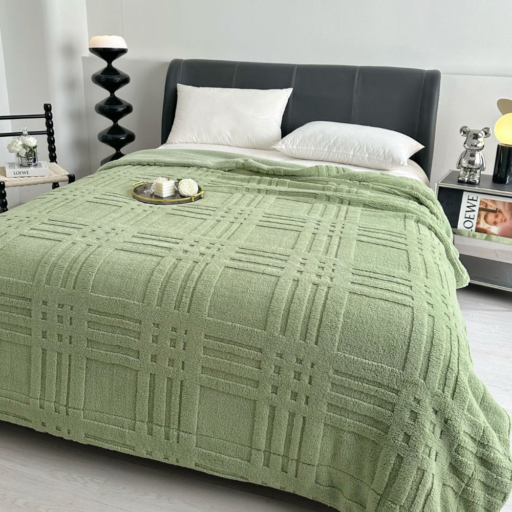 Rutig Embossed Grid Mönster Vinter Filt