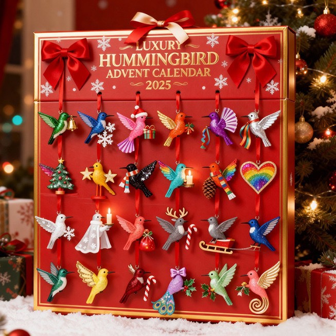 Adventskalender med akrylhängen till julgranen