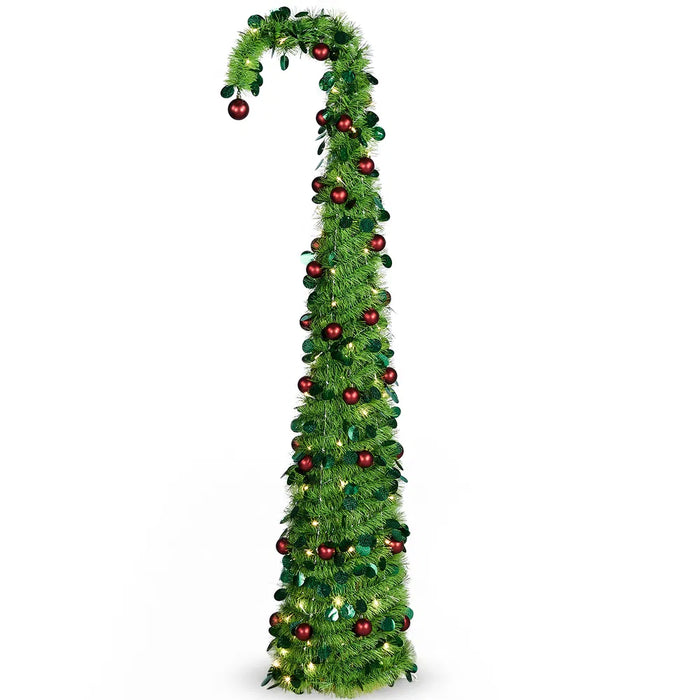 Myslunda Pop up-julgran 183 cm med kulor och LED-ljus