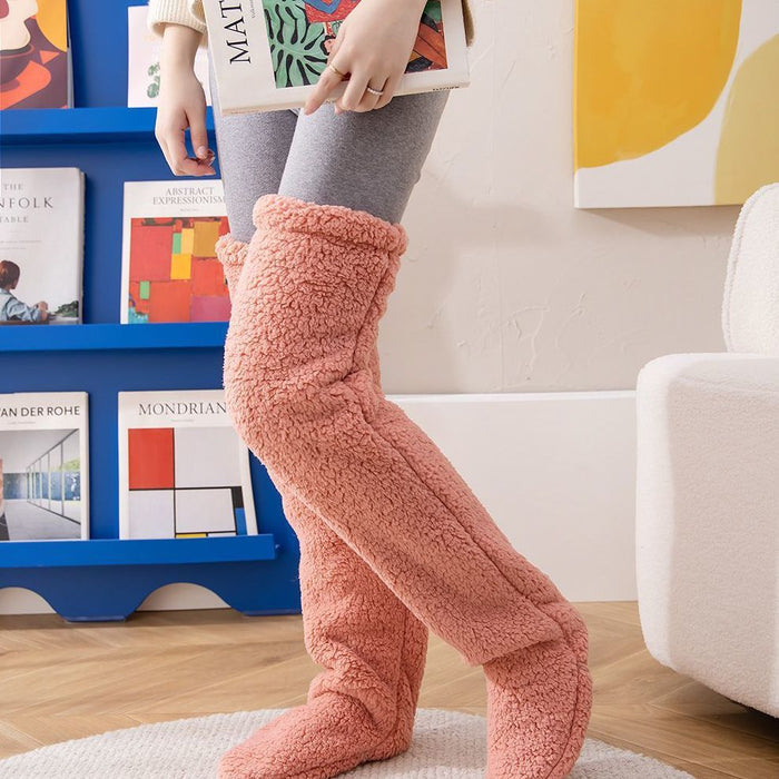 Myslunda Lurviga overknee-sockor som värmer fot, vad och knä