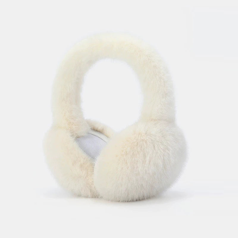 Fluffiga hopfällbara öronmuffar som sitter kvar i blåsten