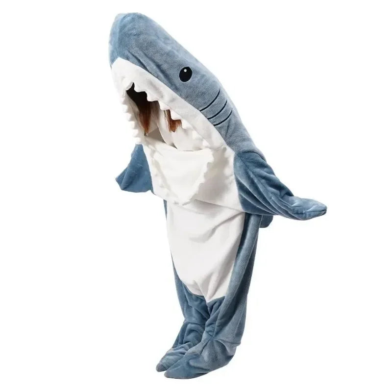 Mjuk Flanell Shark Hoodie Filt